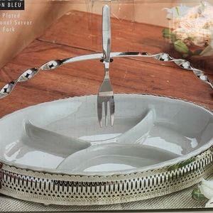 Silver Plated Oval Sectional Server With Fork